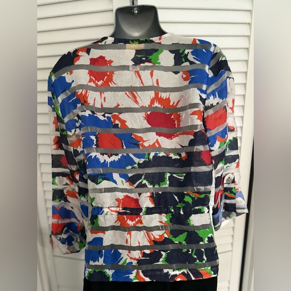 Ruby Rd. Petite size 8 burnt floral designed sheer jacket with waist cinch - Picture 3 of 12